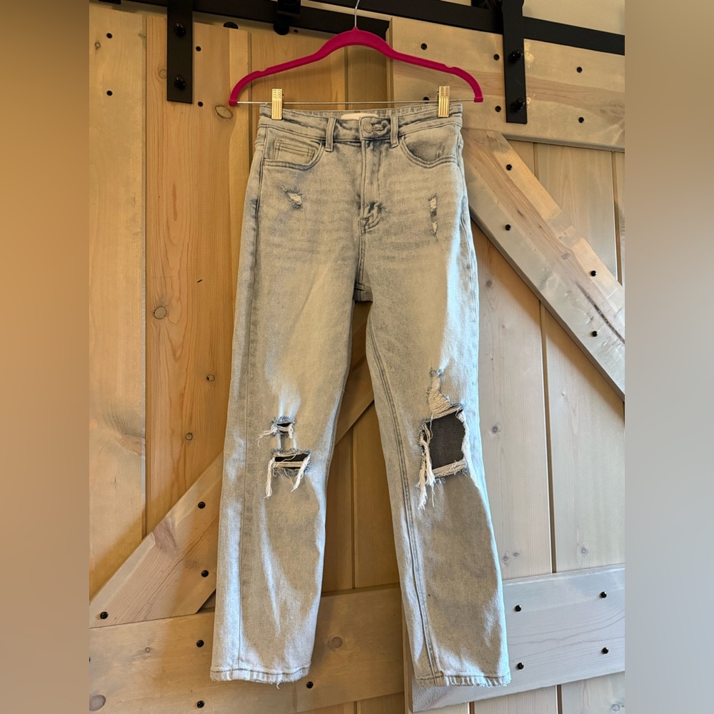VERVET BY FLYING MONKEY Distressed Light Blue Ankle Jeans